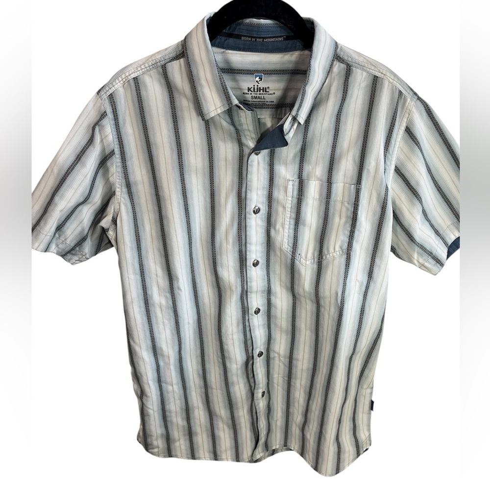 KUHL The Bohemian Striped Short Sleeve Button Down Outdoor Hiking Shirt Small